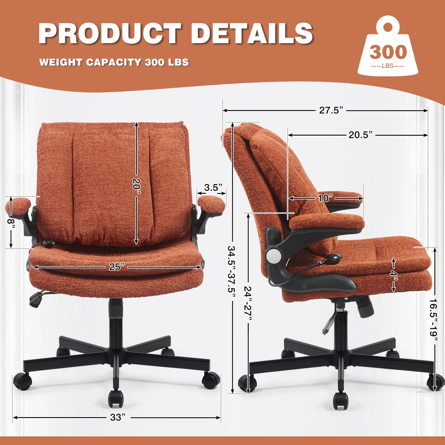 Ergonomic Office Chair With Airbag Lumbar Support And Flip Armrests_voghion.com